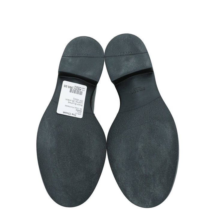 Prada Black Brushed Chocolate Loafers 38