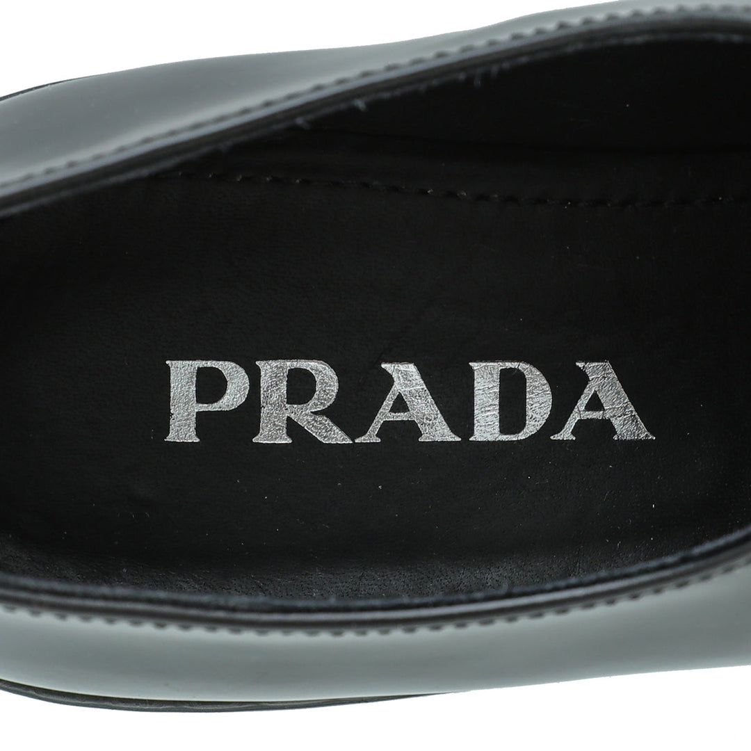 Prada Black Brushed Chocolate Loafers 38