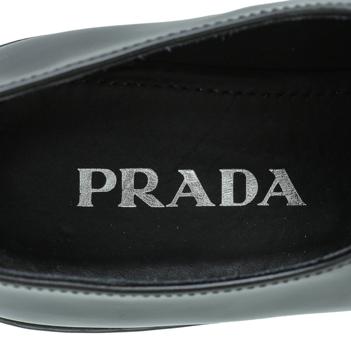 Prada Black Brushed Chocolate Loafers 38