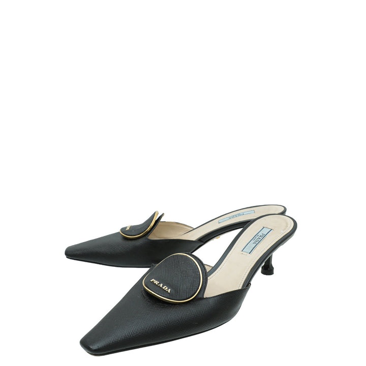Prada Black Slide Mules 38