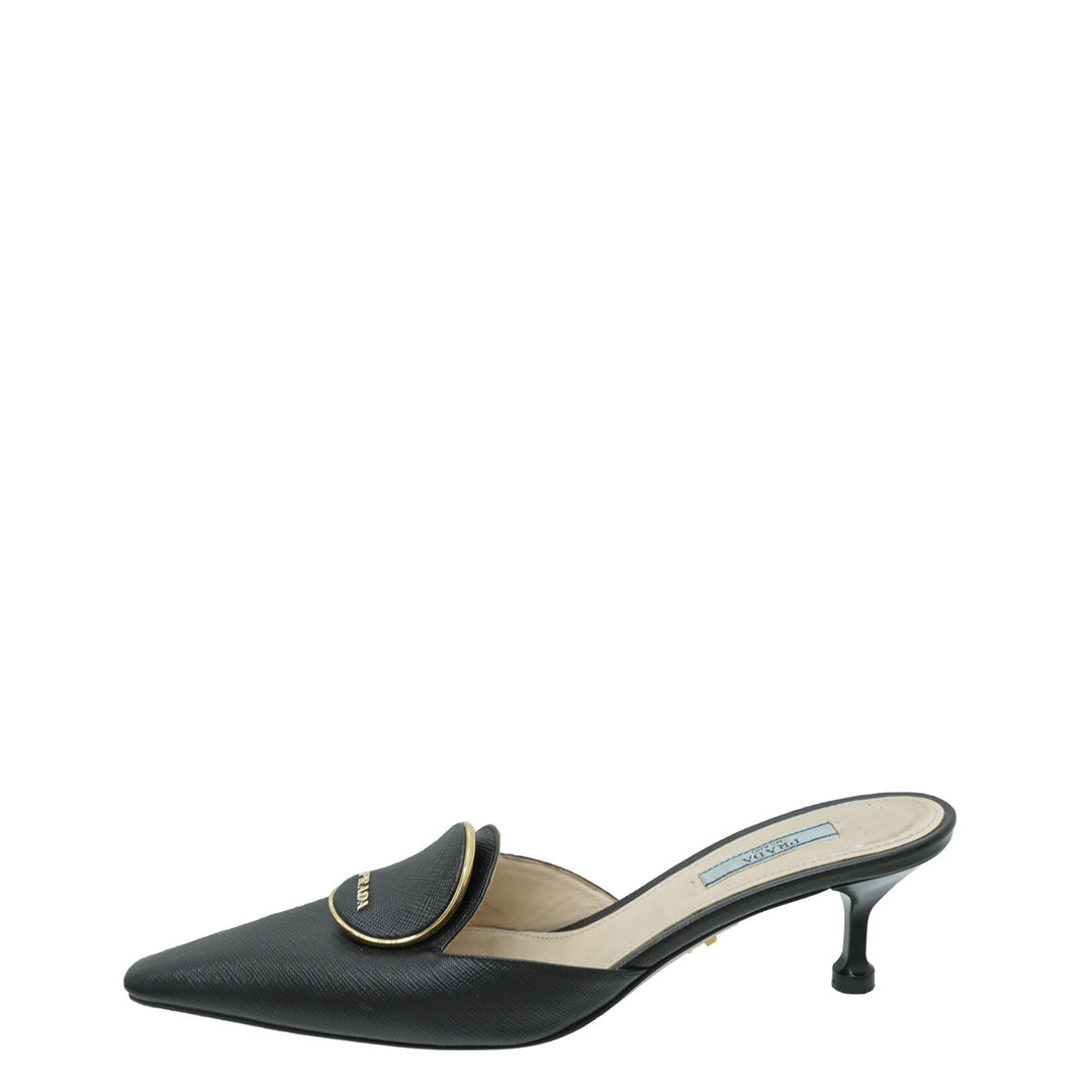 Prada Black Slide Mules 38