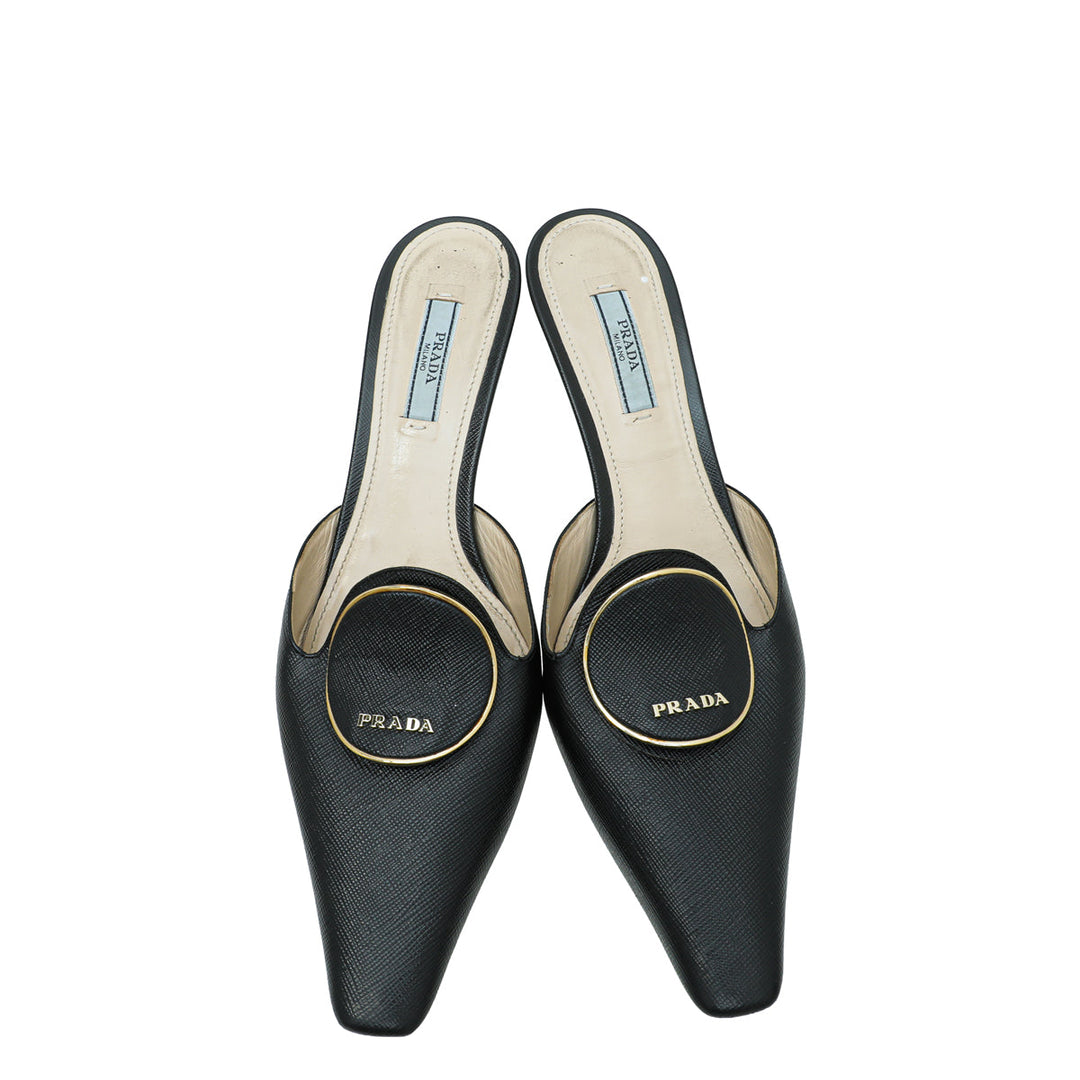 Prada Black Slide Mules 38
