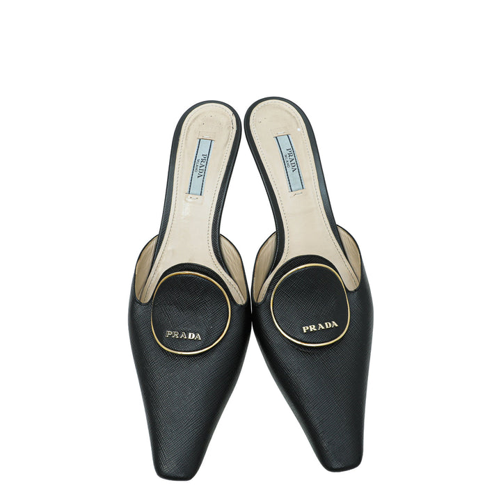 Prada Black Slide Mules 38