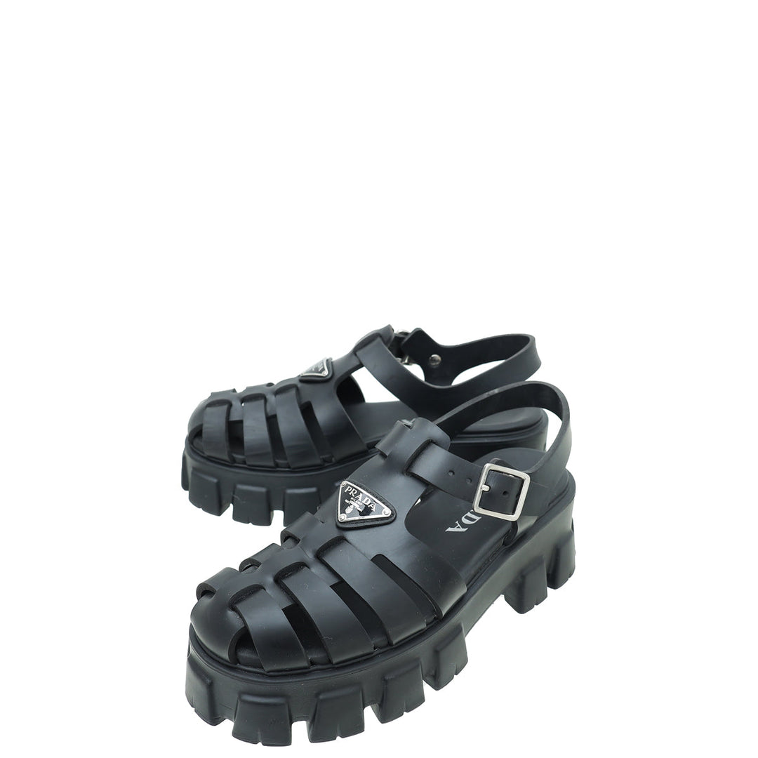Prada Black Foam Rubber Sandal 38