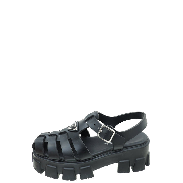 Prada Black Foam Rubber Sandal 38