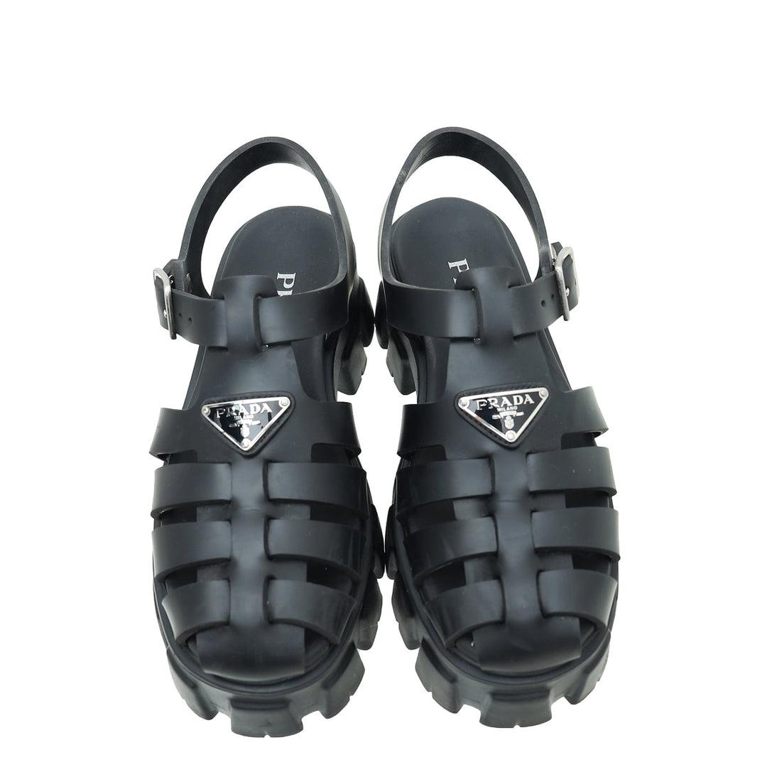Prada Black Foam Rubber Sandal 38