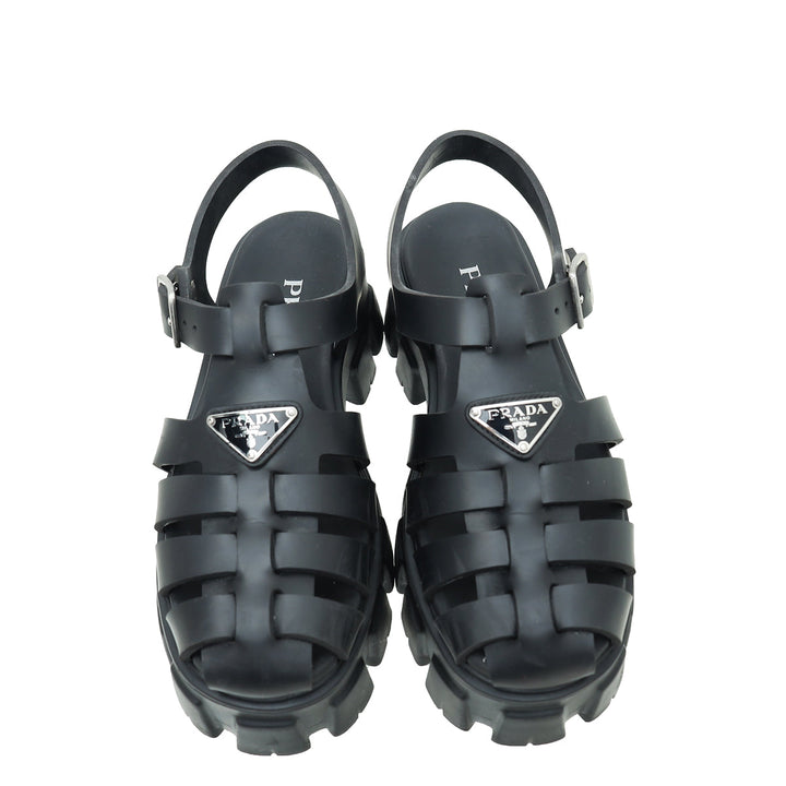Prada Black Foam Rubber Sandal 38