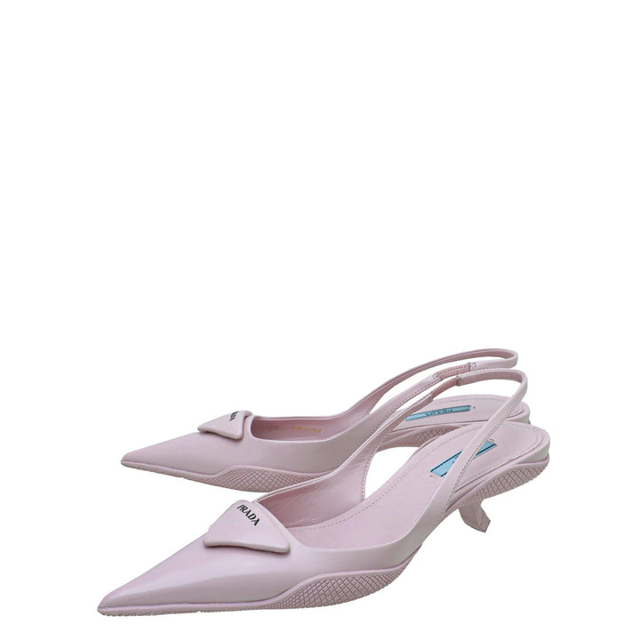 Prada Alabaster Pink Comma Heels Slingback 38