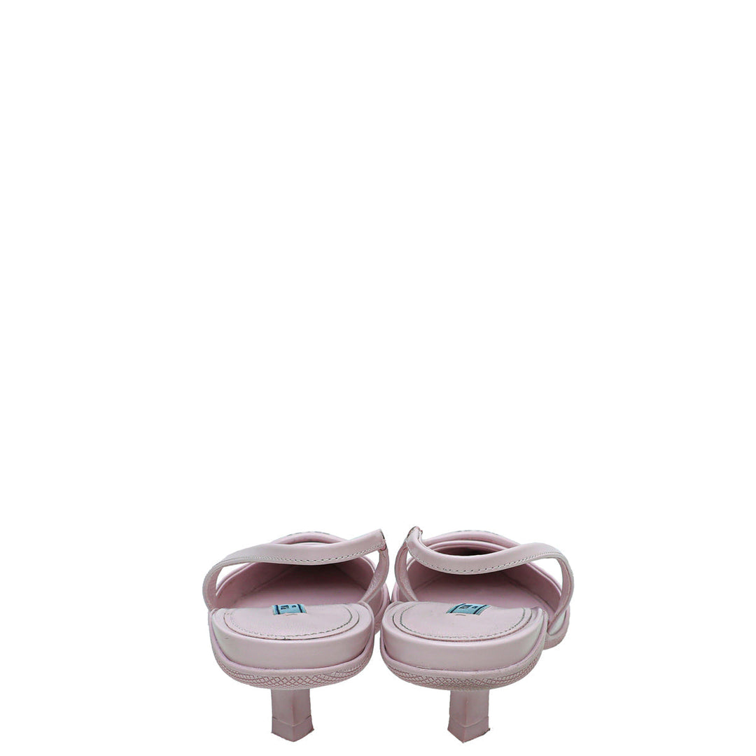 Prada Alabaster Pink Comma Heels Slingback 38