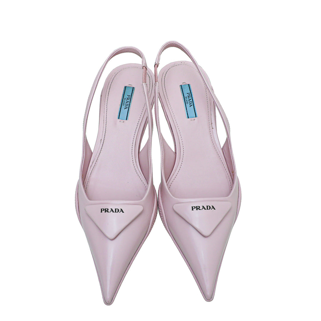 Prada Alabaster Pink Comma Heels Slingback 38