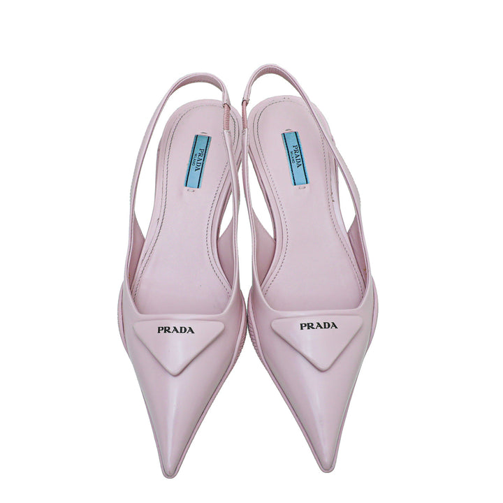 Prada Alabaster Pink Comma Heels Slingback 38