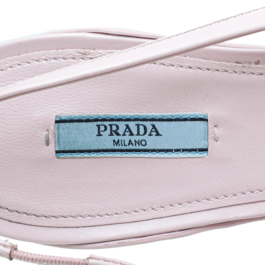 Prada Alabaster Pink Comma Heels Slingback 38