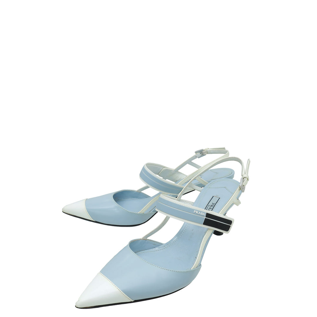 Prada Bicolor Brushed Slingback Heels 38