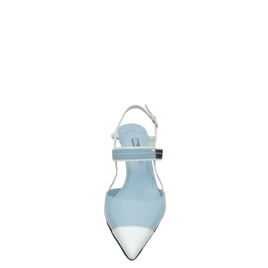 Prada Bicolor Brushed Slingback Heels 38