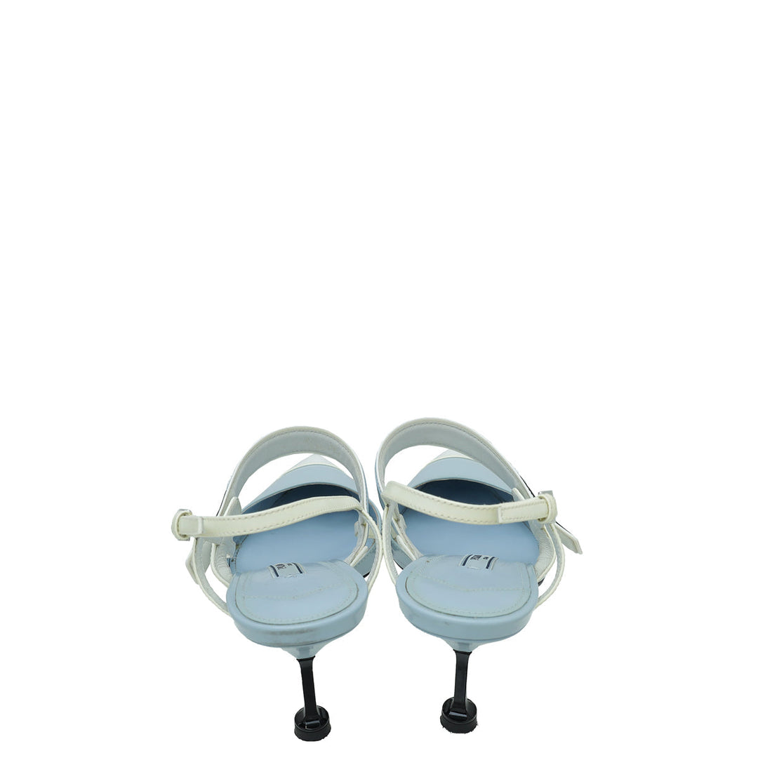 Prada Bicolor Brushed Slingback Heels 38