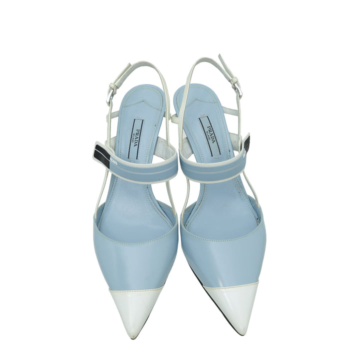 Prada Bicolor Brushed Slingback Heels 38