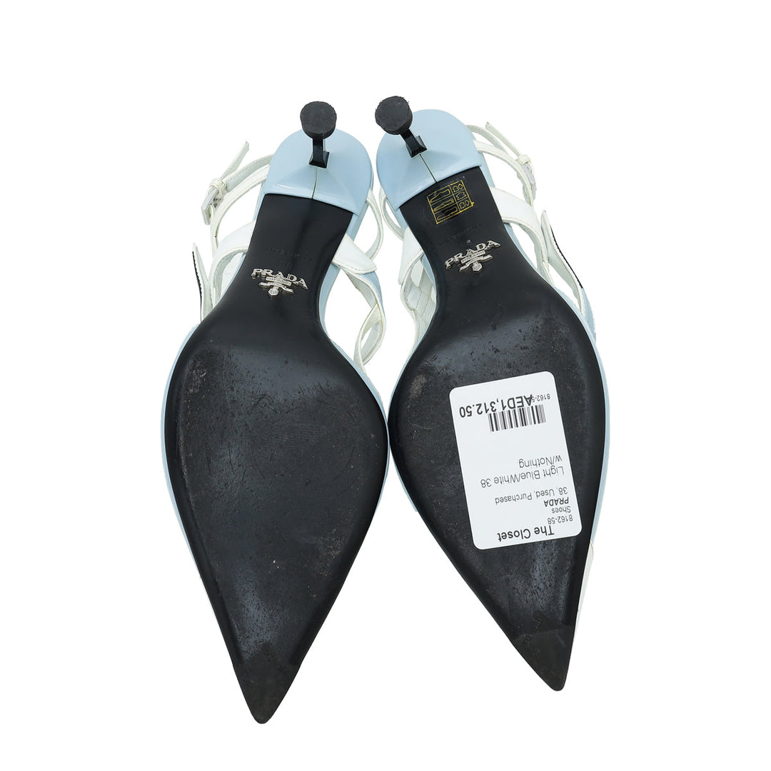 Prada Bicolor Brushed Slingback Heels 38
