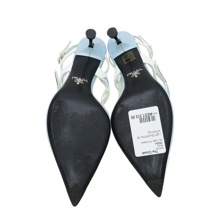 Prada Bicolor Brushed Slingback Heels 38