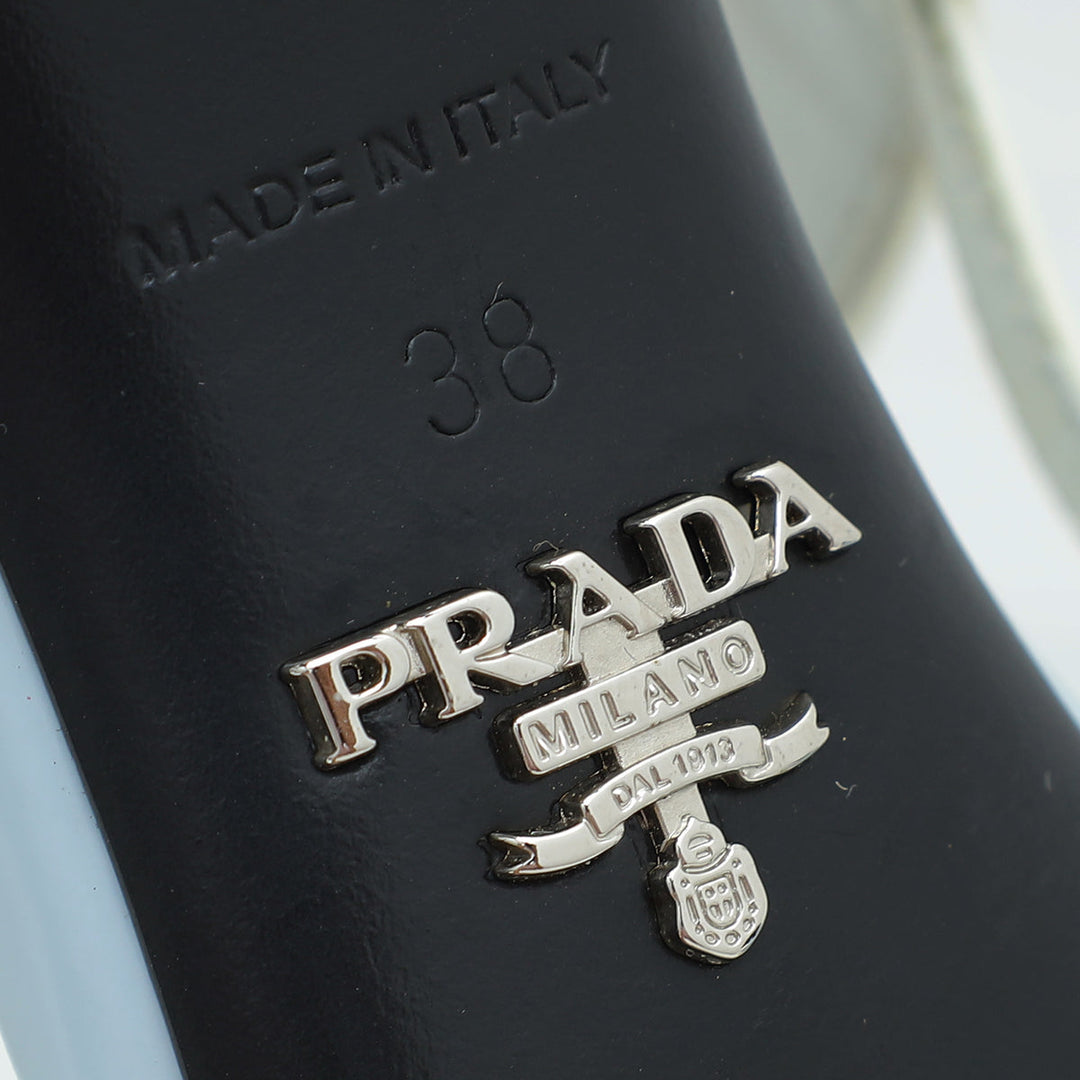 Prada Bicolor Brushed Slingback Heels 38