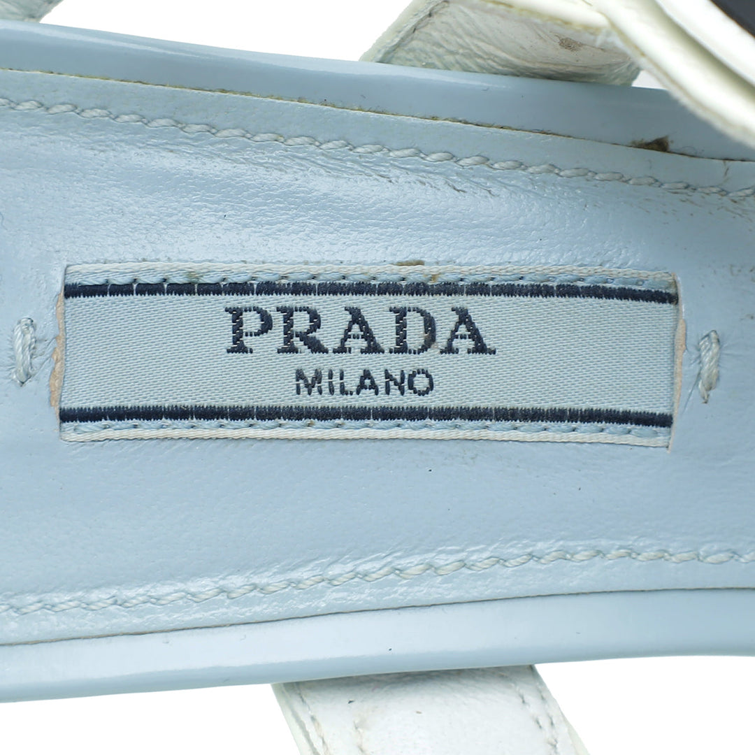 Prada Bicolor Brushed Slingback Heels 38