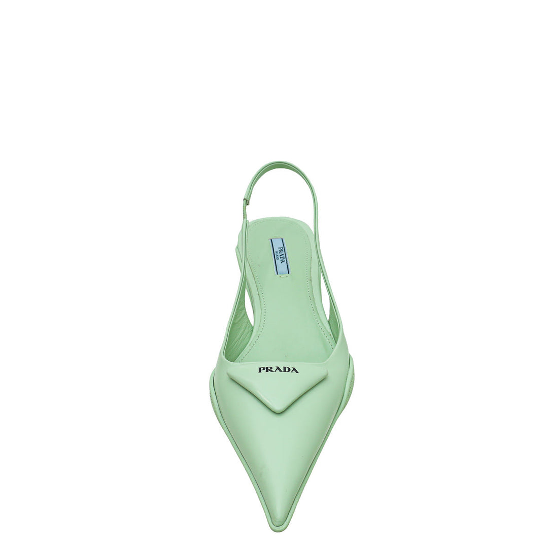 Prada Mint Green Soft Padded Slingback Pumps 38.5