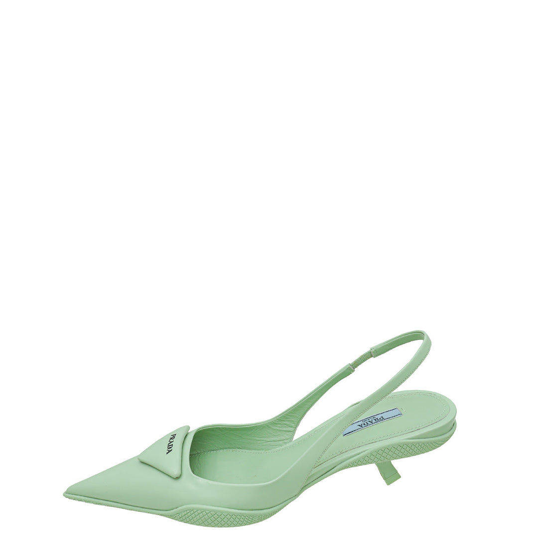 Prada Mint Green Soft Padded Slingback Pumps 38.5