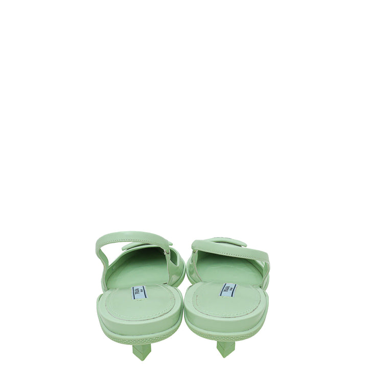 Prada Mint Green Soft Padded Slingback Pumps 38.5