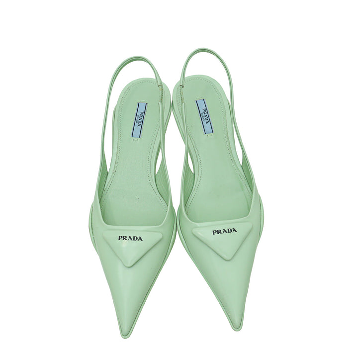 Prada Mint Green Soft Padded Slingback Pumps 38.5