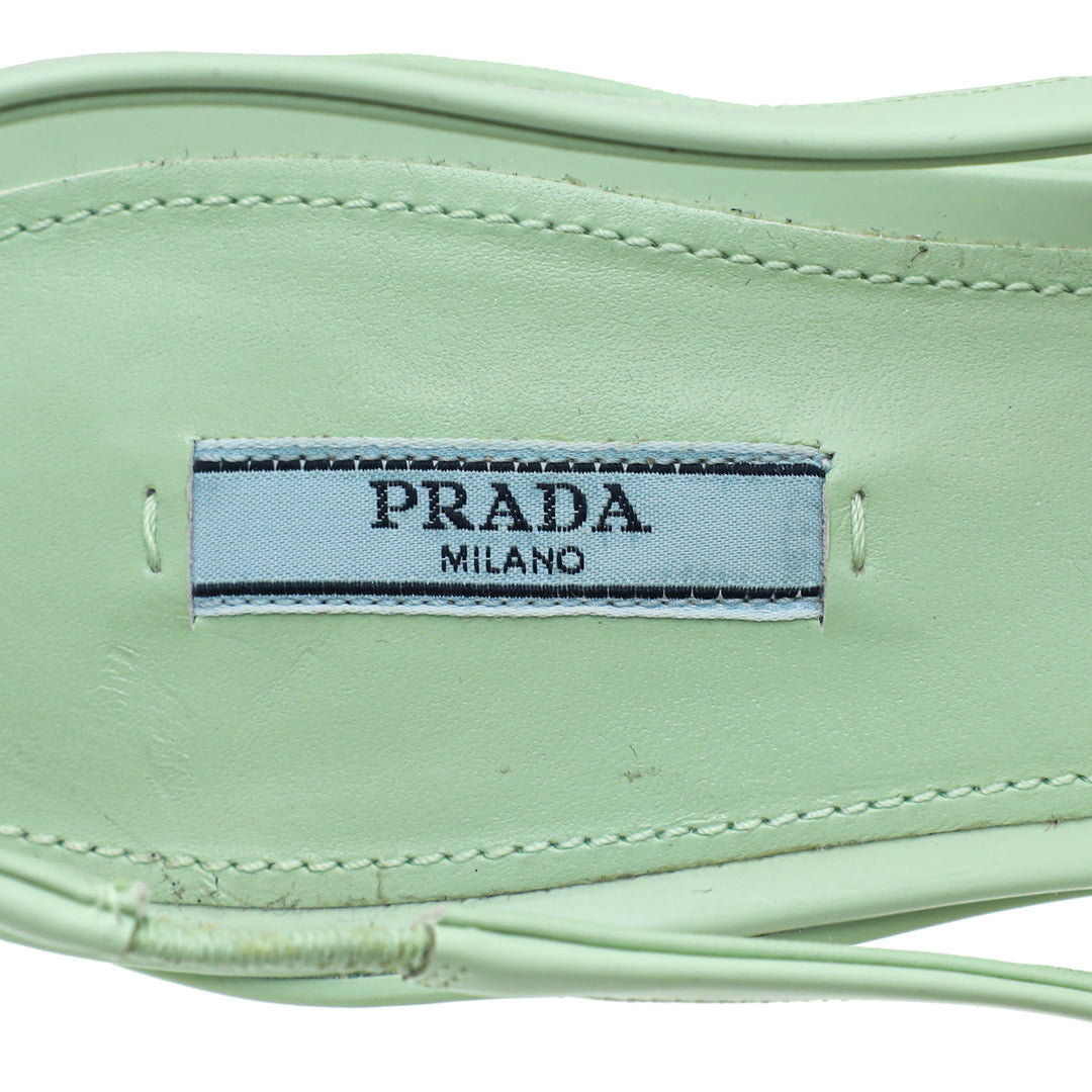 Prada Mint Green Soft Padded Slingback Pumps 38.5