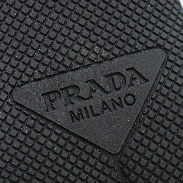 Prada Black Logo Satin Crystal Slingback Pump 39