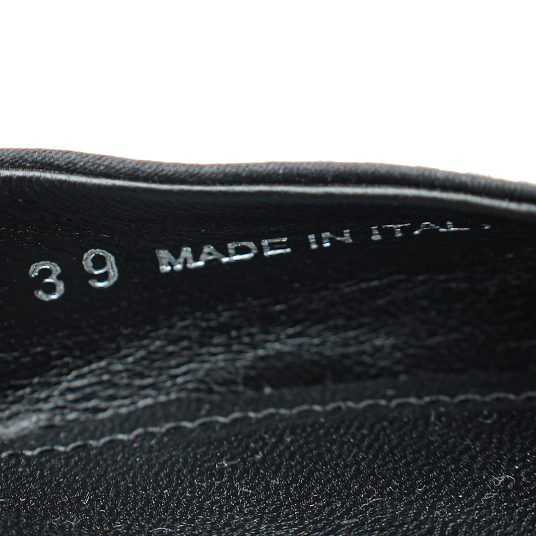 Prada Black Logo Satin Crystal Slingback Pump 39