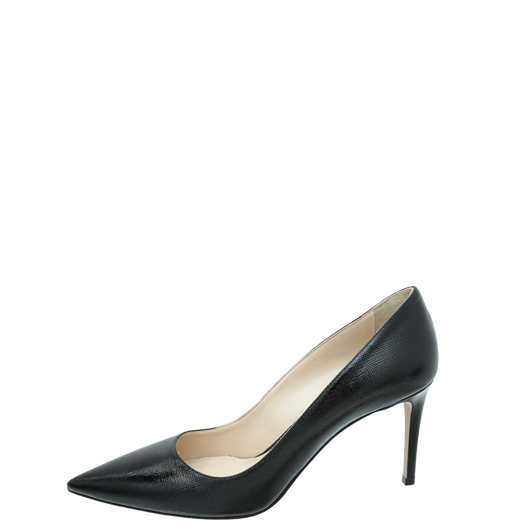 Prada Black Vernis Pointed Toe Pumps 40