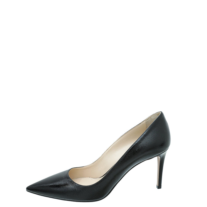 Prada Black Vernis Pointed Toe Pumps 40
