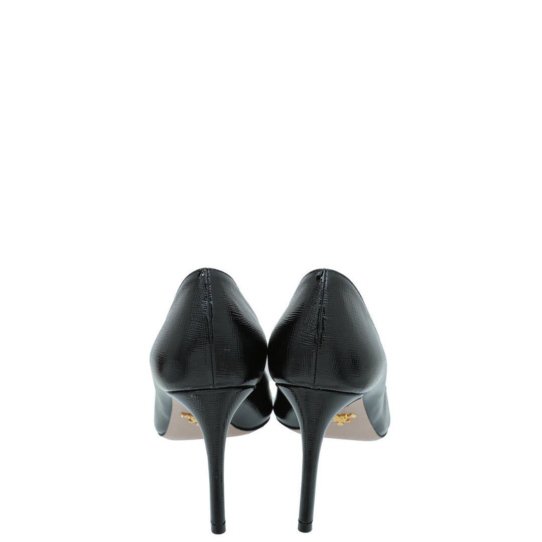Prada Black Vernis Pointed Toe Pumps 40