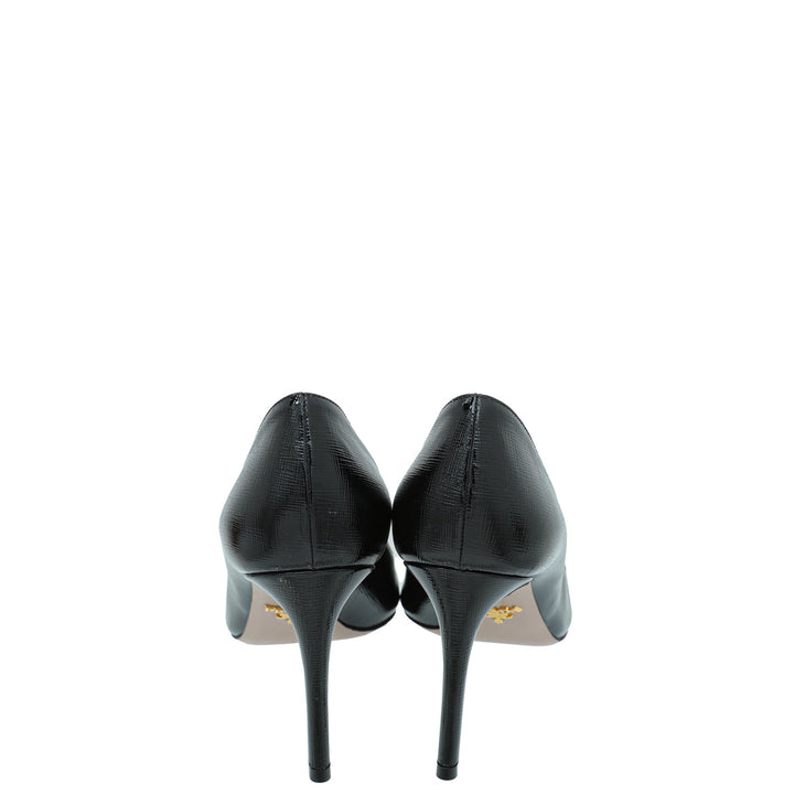 Prada Black Vernis Pointed Toe Pumps 40