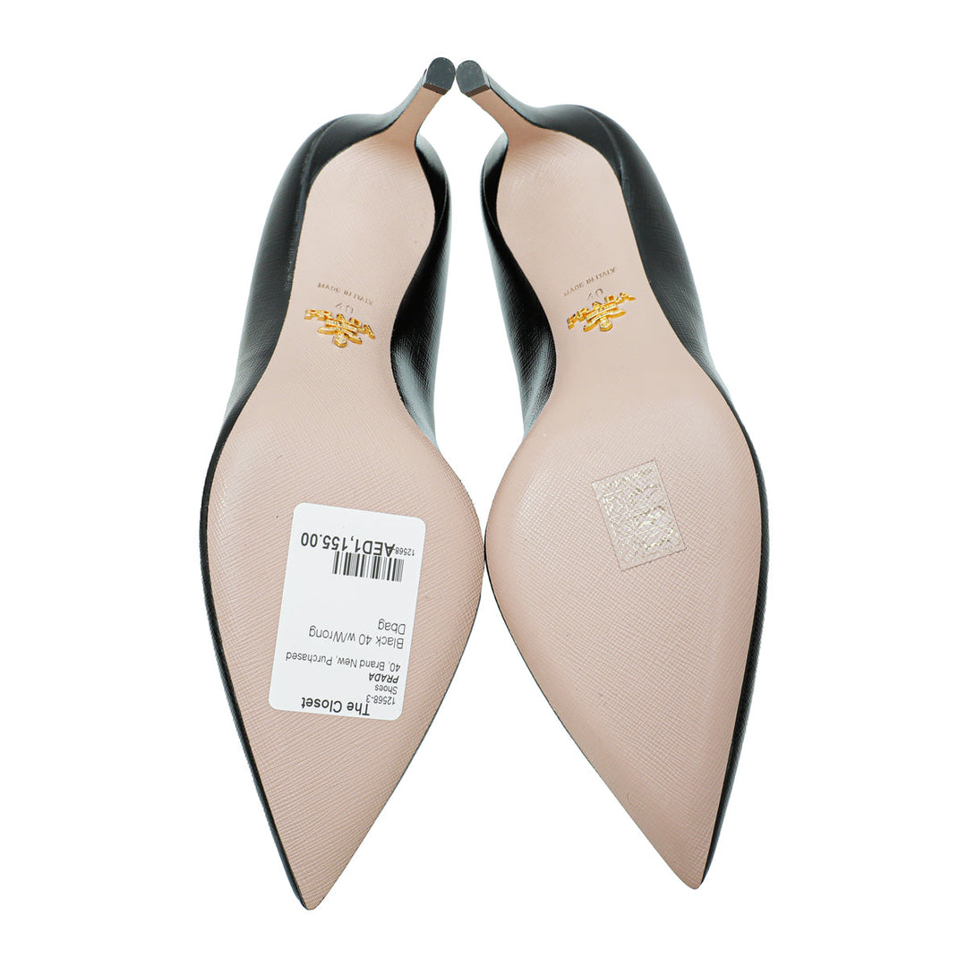 Prada Black Vernis Pointed Toe Pumps 40