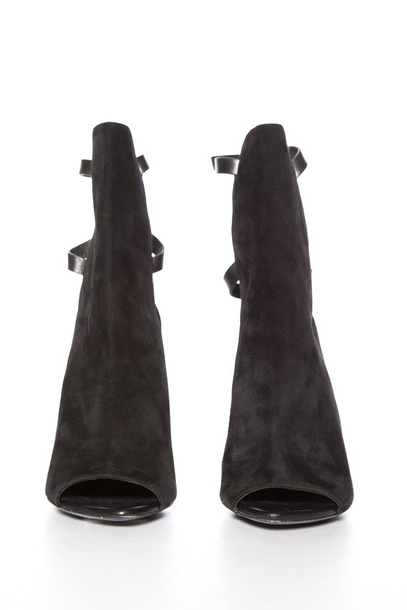 Proenza Schouler Black Peep-Toe Suede Ankle Boot SZ 38.5 Sale