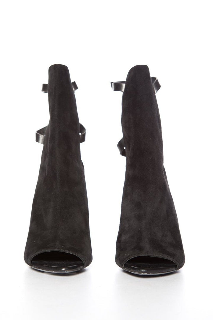 Proenza Schouler Black Peep-Toe Suede Ankle Boot SZ 38.5 Sale