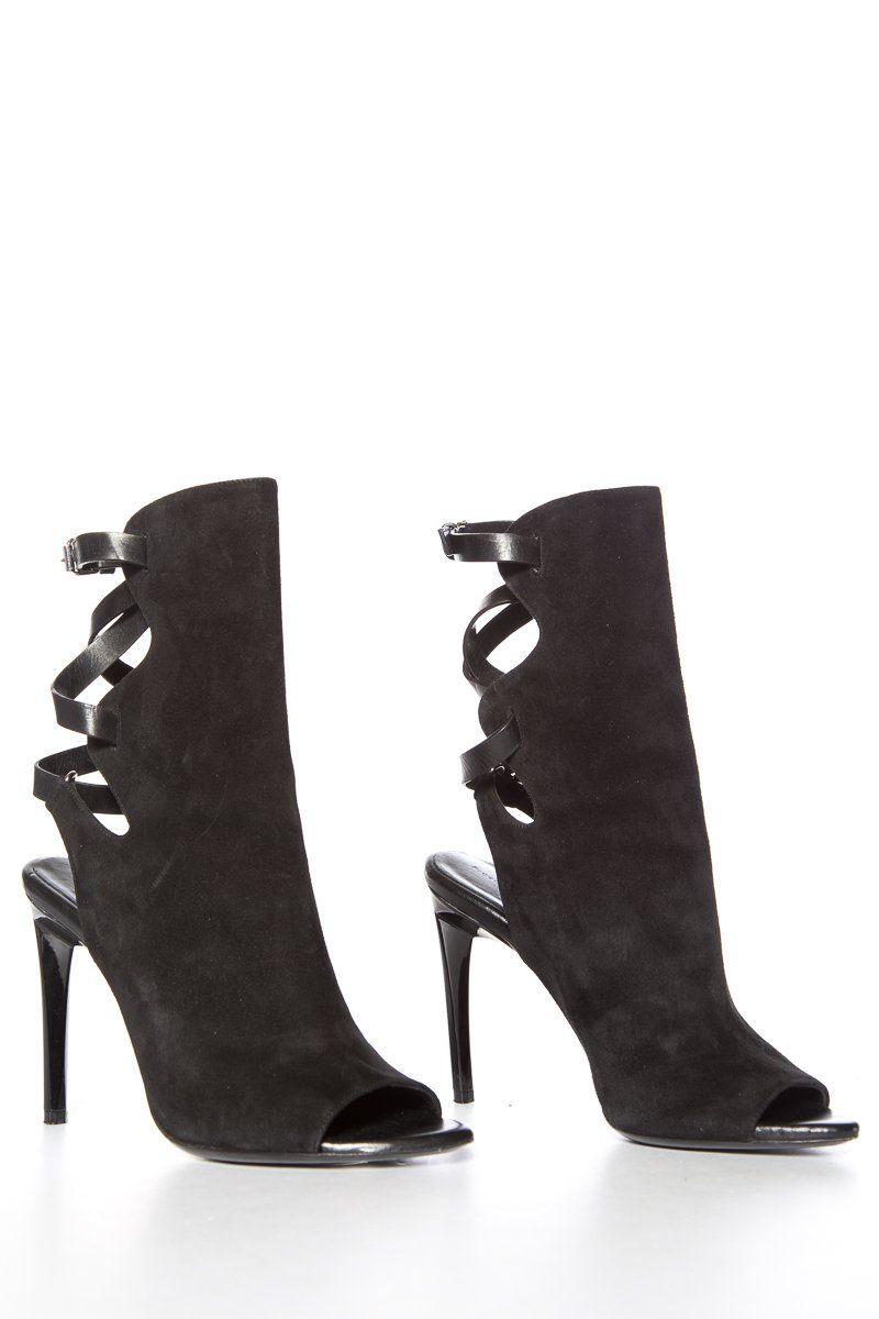 Proenza Schouler Black Peep-Toe Suede Ankle Boot SZ 38.5 Sale