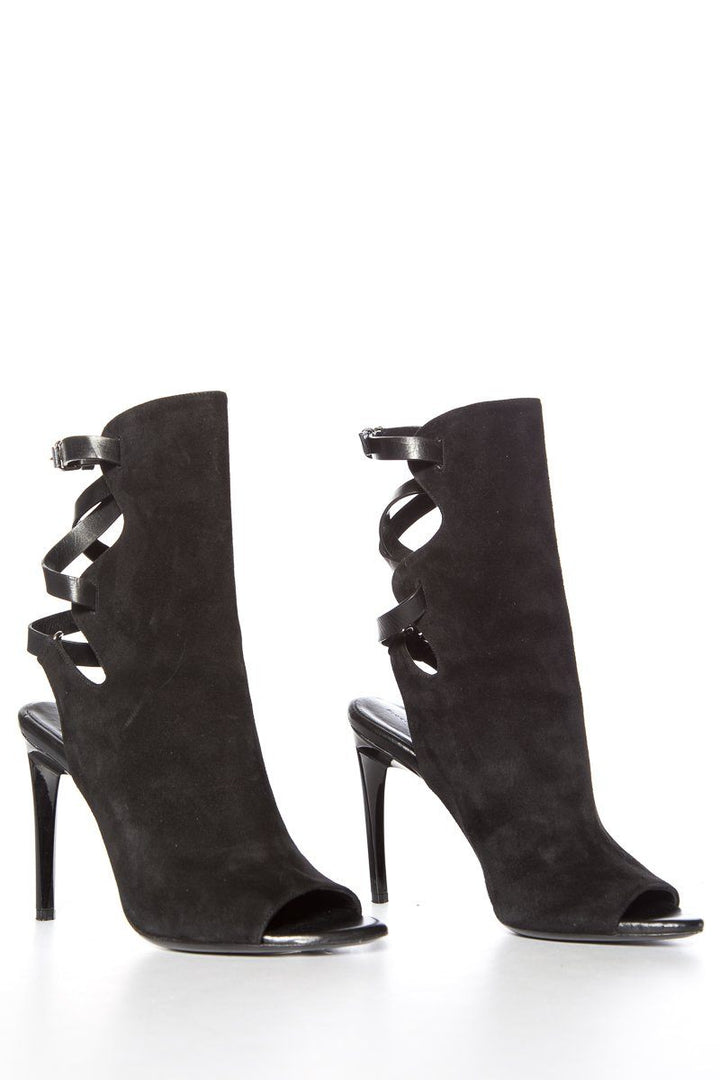 Proenza Schouler Black Peep-Toe Suede Ankle Boot SZ 38.5 Sale
