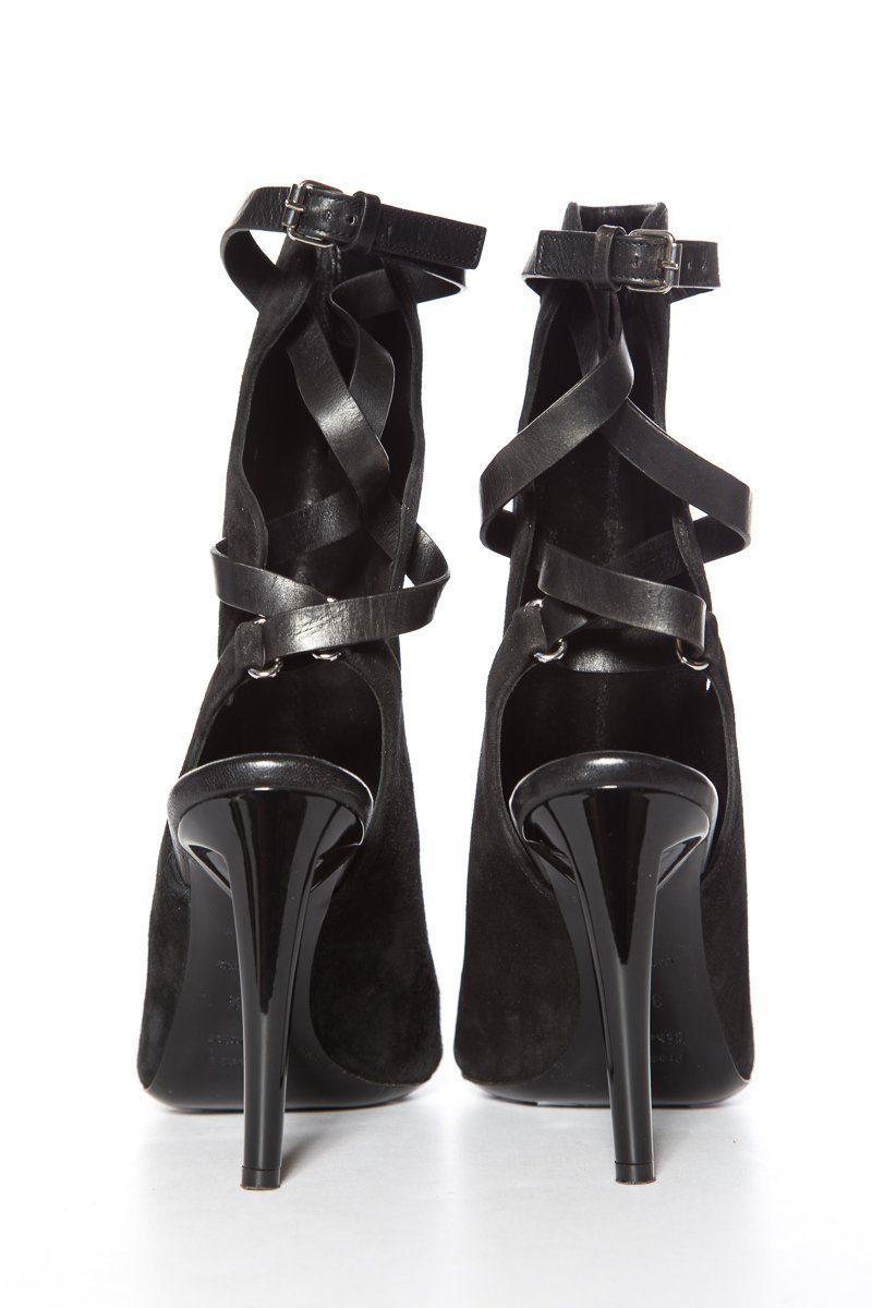 Proenza Schouler Black Peep-Toe Suede Ankle Boot SZ 38.5 Sale