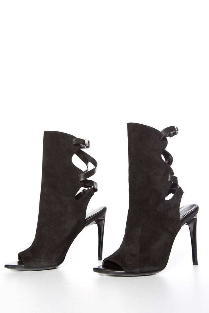 Proenza Schouler Black Peep-Toe Suede Ankle Boot SZ 38.5 Sale