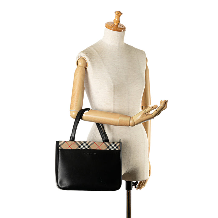 BURBERRY Leather Nova Check Handbag