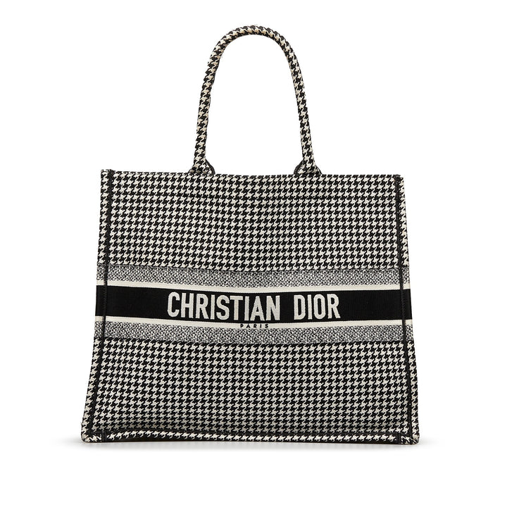 Top quality Dior Book Tote Houndstooth Embroidered Bicolor Canvas