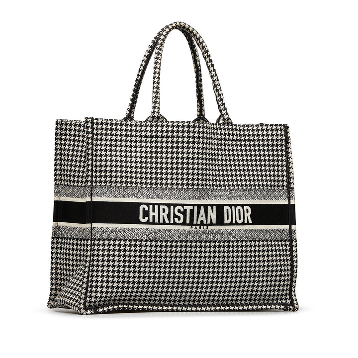 Top quality Dior Book Tote Houndstooth Embroidered Bicolor Canvas