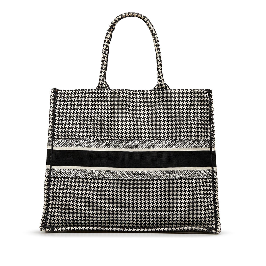 Top quality Dior Book Tote Houndstooth Embroidered Bicolor Canvas