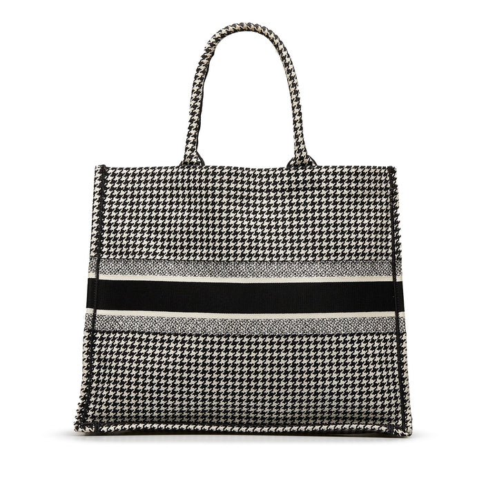 Top quality Dior Book Tote Houndstooth Embroidered Bicolor Canvas