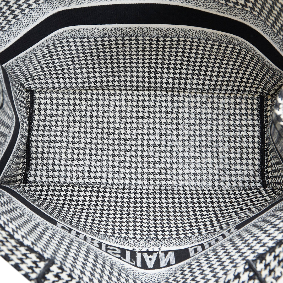 Top quality Dior Book Tote Houndstooth Embroidered Bicolor Canvas