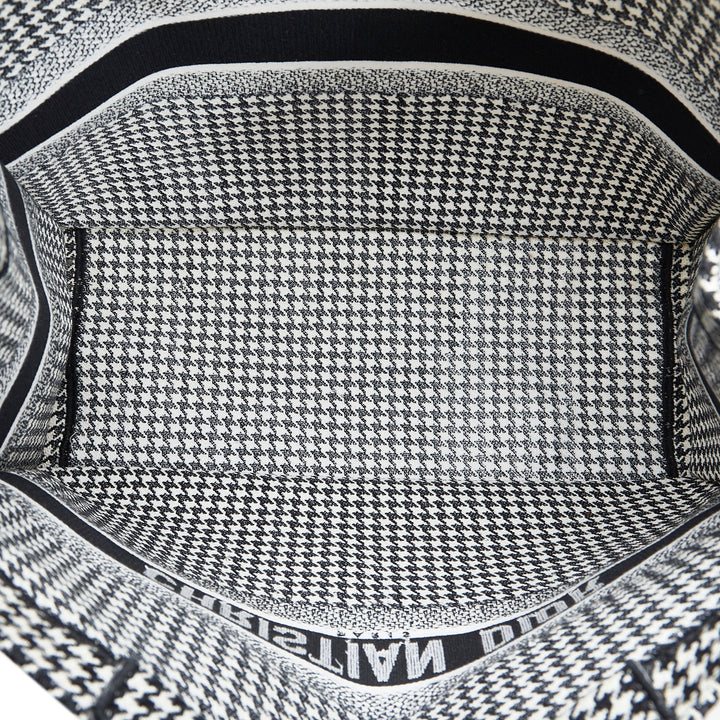 Top quality Dior Book Tote Houndstooth Embroidered Bicolor Canvas