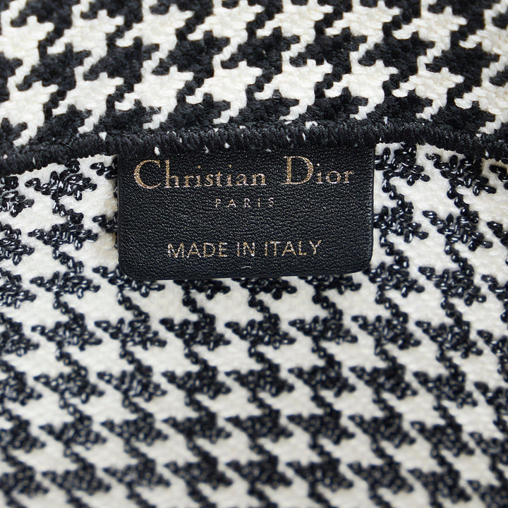Top quality Dior Book Tote Houndstooth Embroidered Bicolor Canvas
